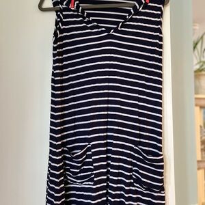 Navy & White Striped Sleeveless Dress